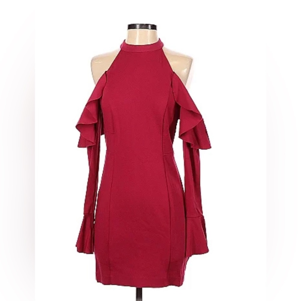 Free People red mini dress with cold shoulder